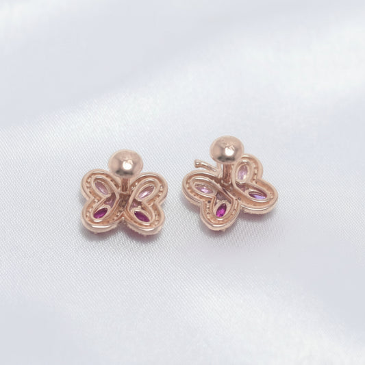 Rose Flutter Butterfly Stud Earrings