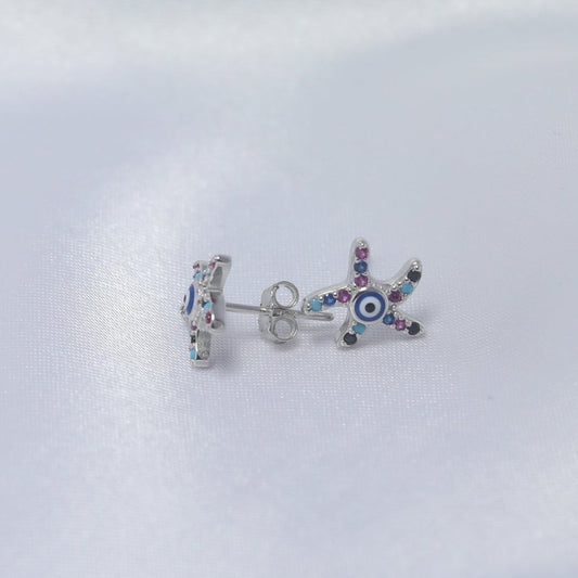Starburst Evil Eye Stud Earrings