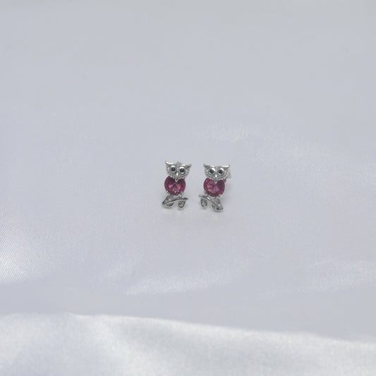 Ruby Owl Studs