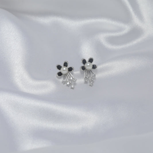 Midnight Bloom Pearl Earrings