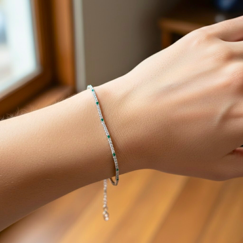Green Emerald Sparkle Tennis Bracelet