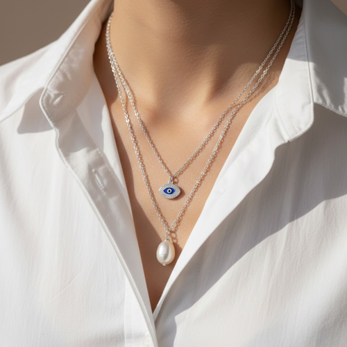 Nazar Pearl Layered Necklace
