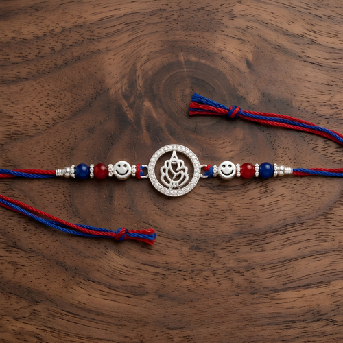 Smiley Ganesh - 92.5 silver rakhi