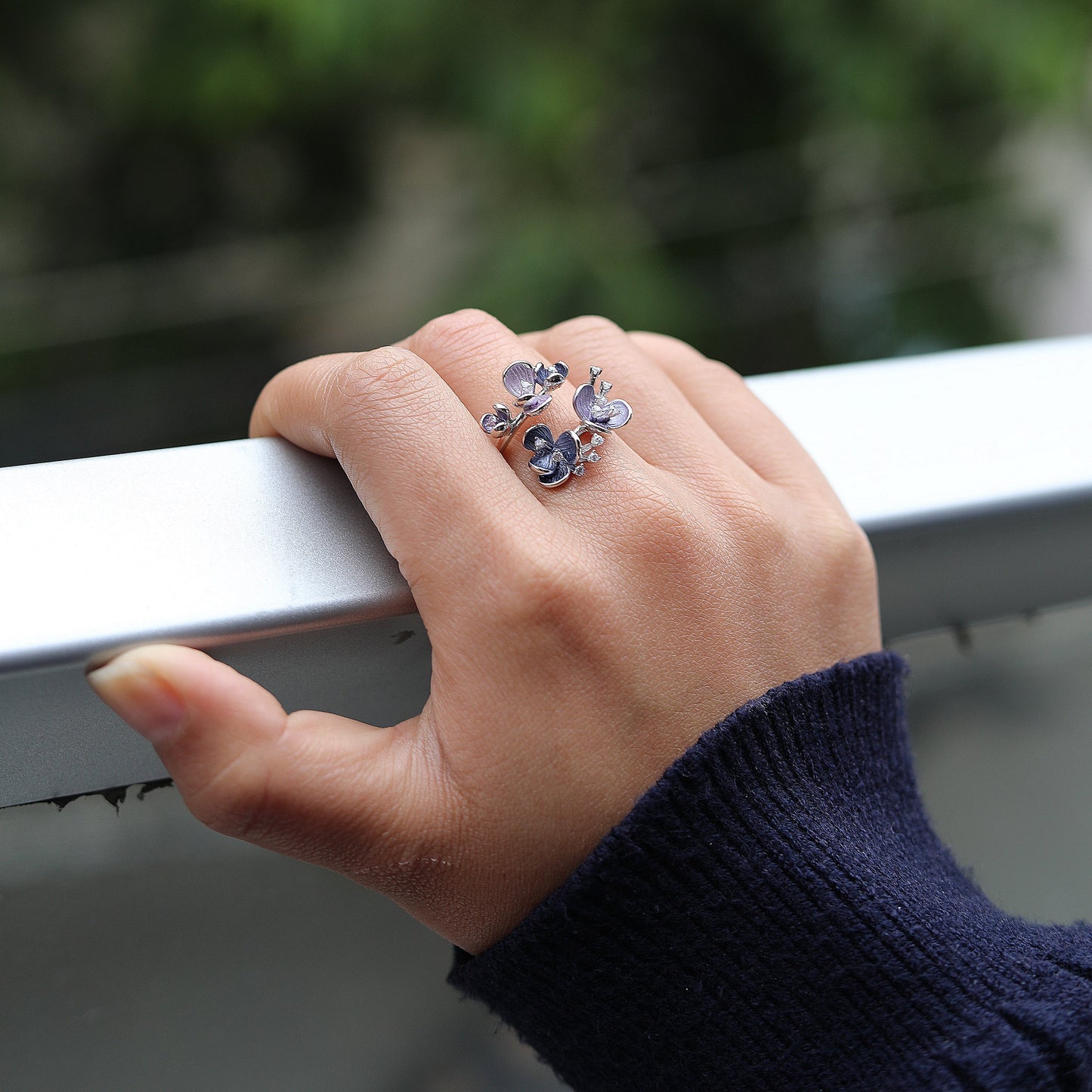 Midnight Bloom Statement Ring