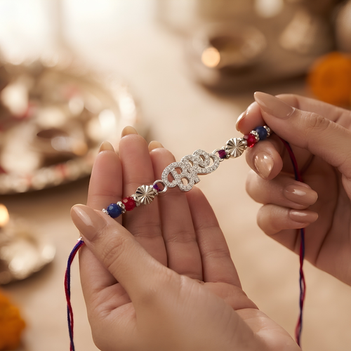 Studded Bro - 92.5 silver rakhi