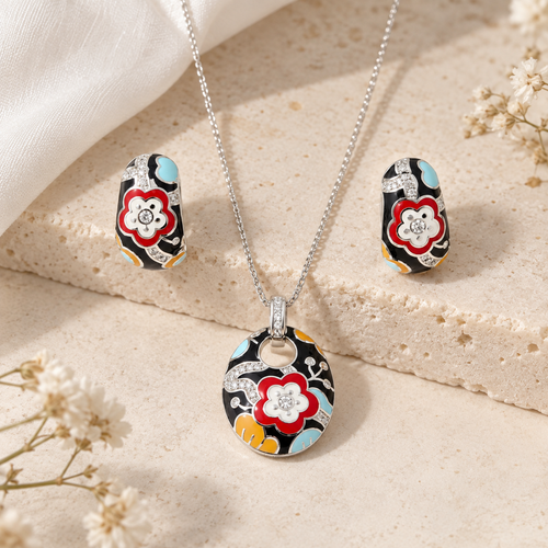 Midnight Bloom Pendant Set