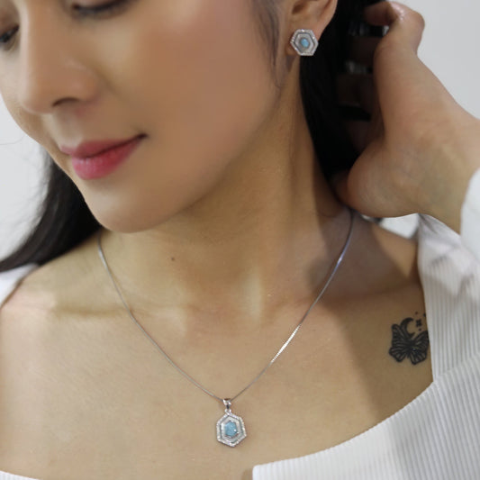 Tranquil Blue - Larimar Stone Pendant Set