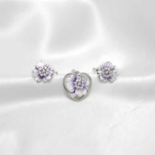 Lavender Bloom Pendant set | 92.5 silver