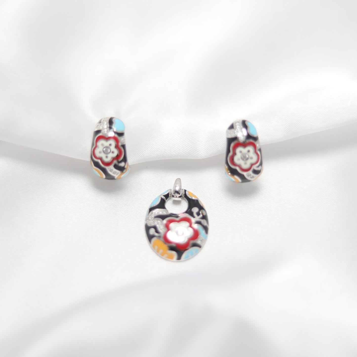 Midnight Bloom Pendant set | 92.5 silver