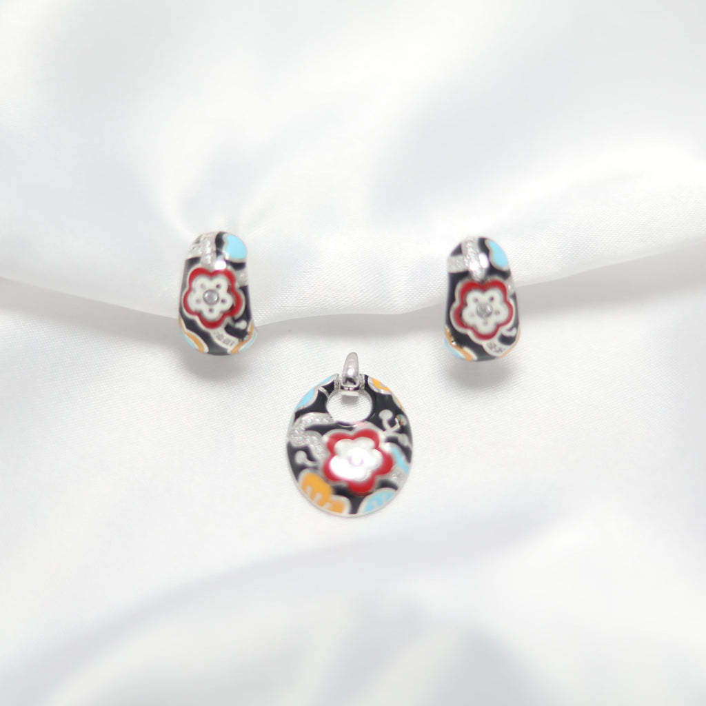 Midnight Bloom Pendant set | 92.5 silver