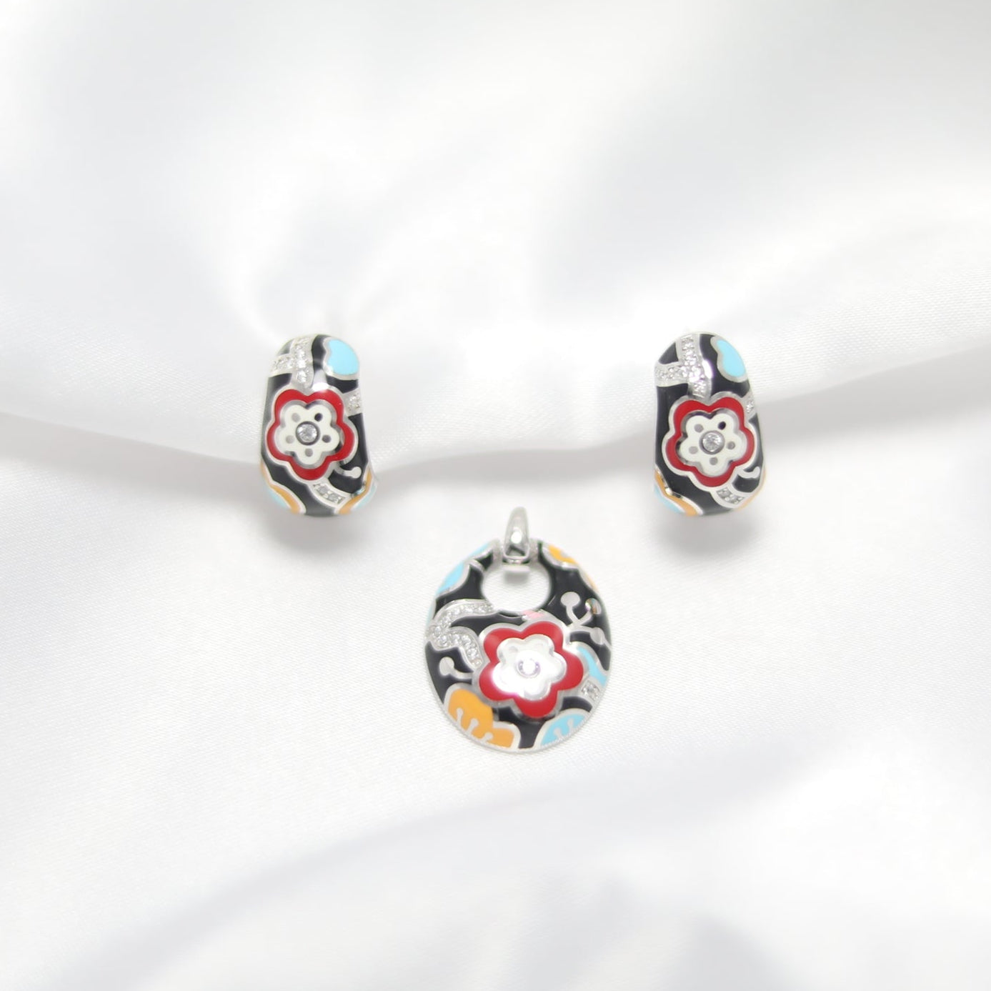 Midnight Bloom Pendant set | 92.5 silver