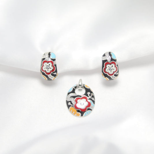 Midnight Bloom Pendant set | 92.5 silver