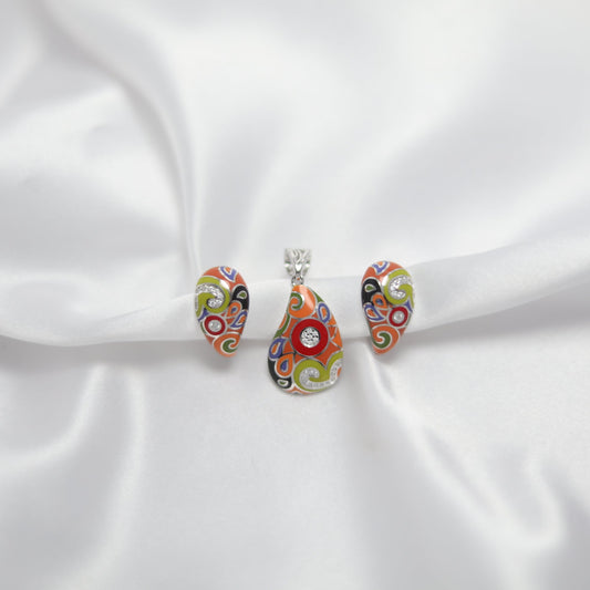 Vibrant Drop Pendant set | 92.5 silver