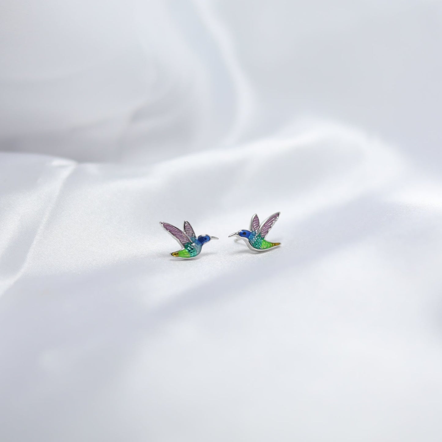 Hummingbird Enamel Stud