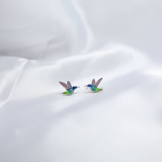 Hummingbird Enamel Stud