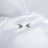 Hummingbird Enamel Stud