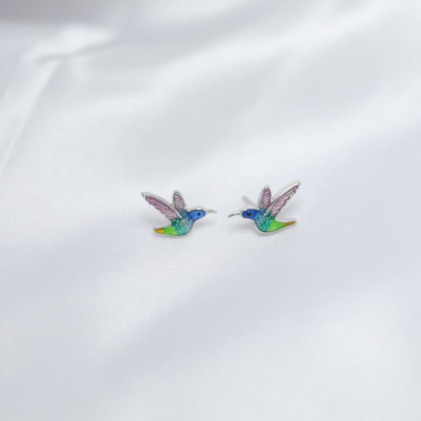 Hummingbird Enamel Stud