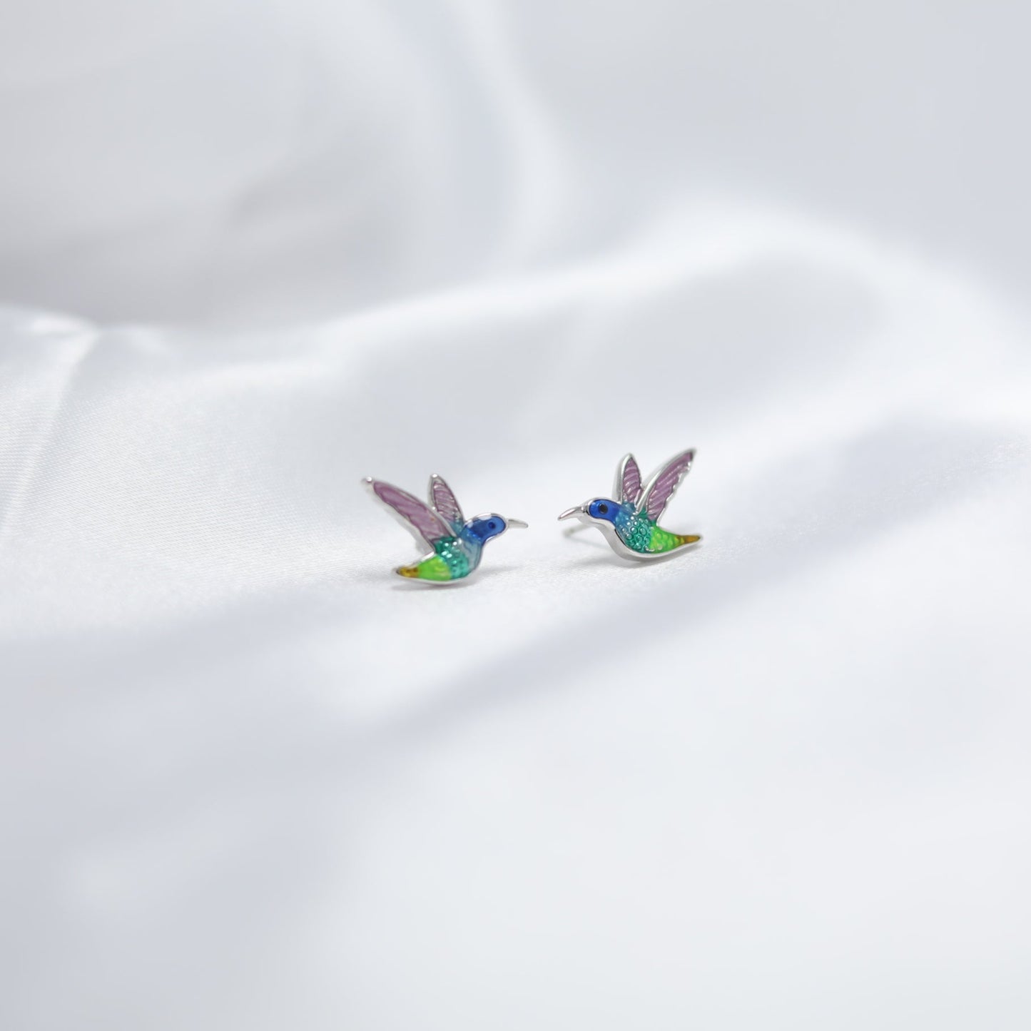 Hummingbird Enamel Stud