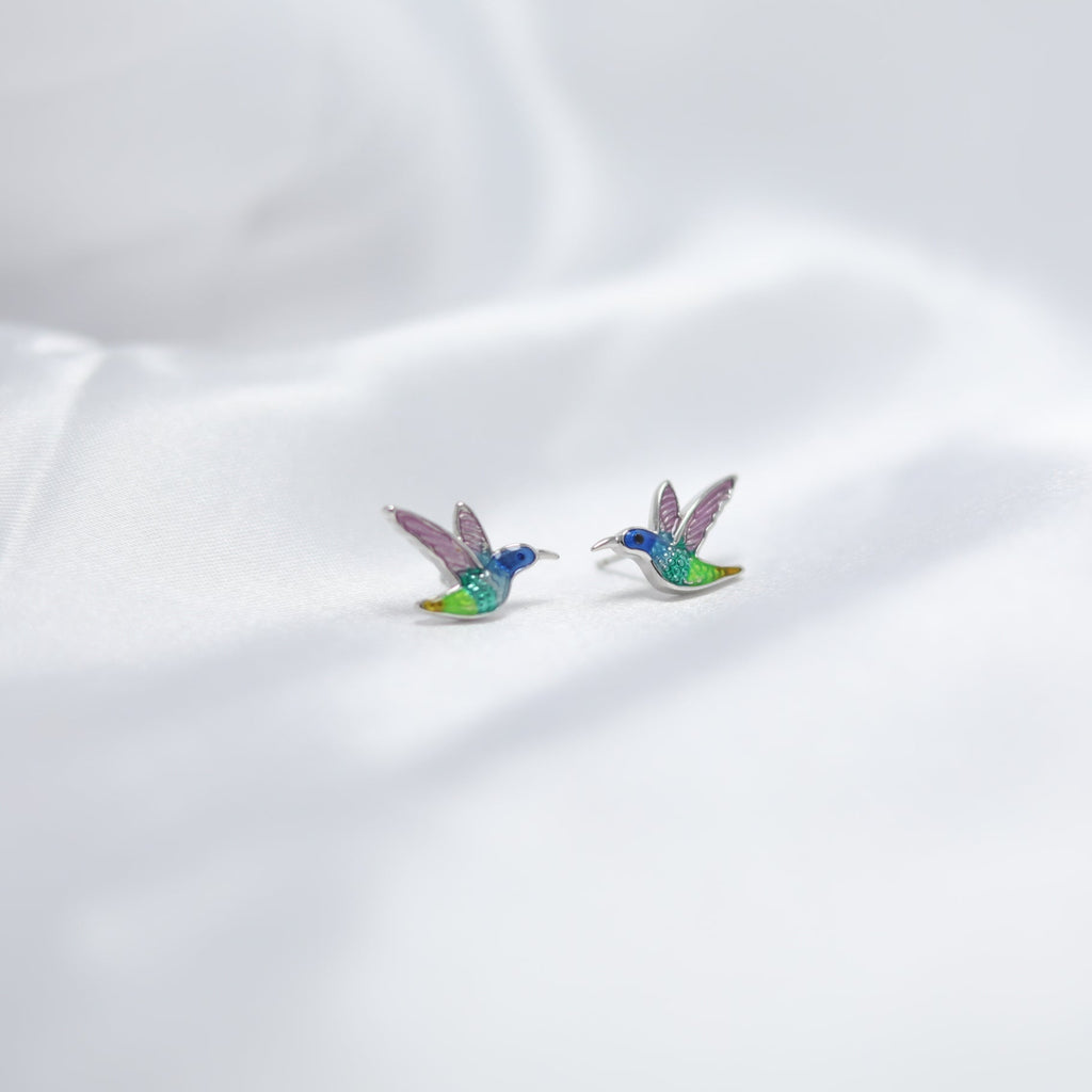 Hummingbird Enamel Stud