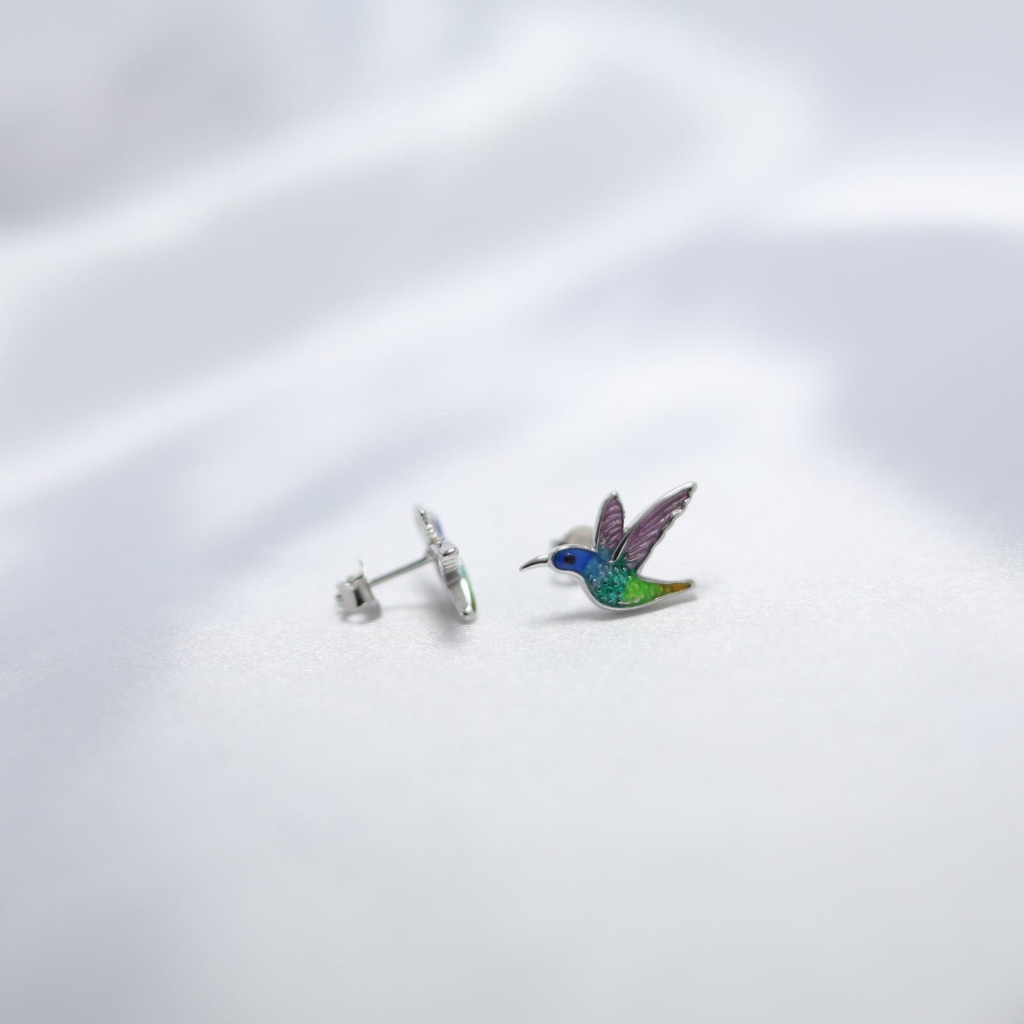 Hummingbird Enamel Stud