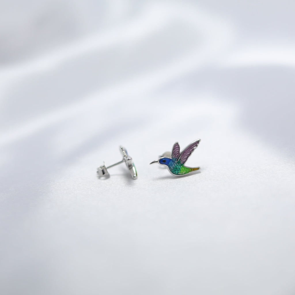 Hummingbird Enamel Stud