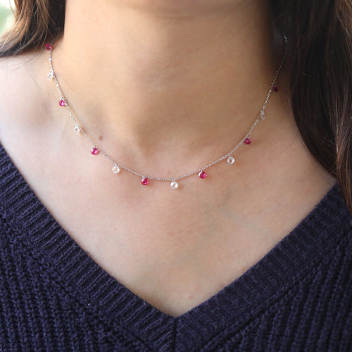 Pink white queen necklace