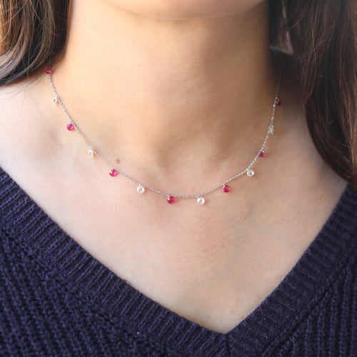 Pink white queen necklace