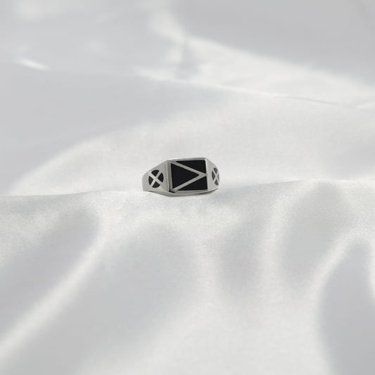 Geometric Onyx Signet Ring