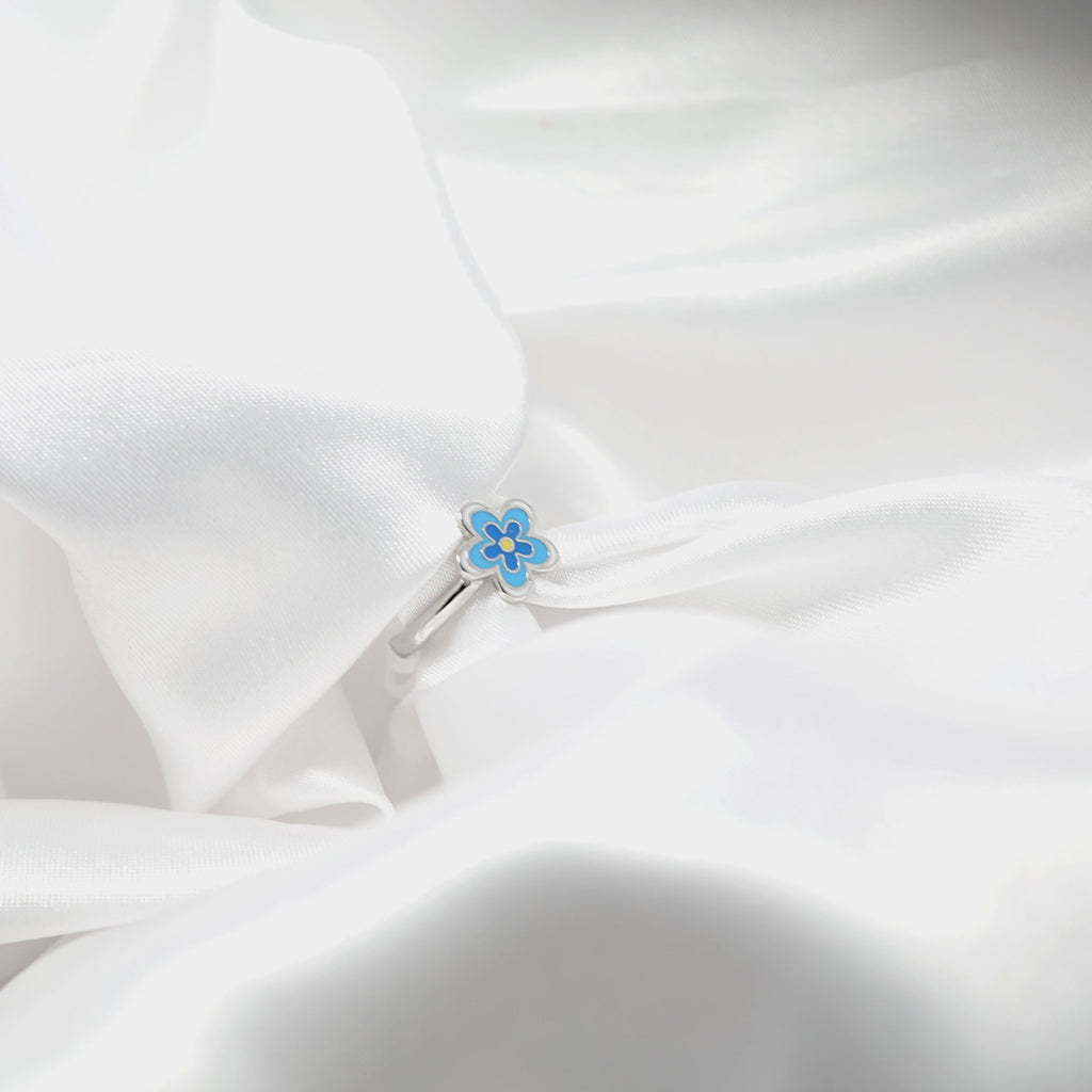 Blue Blossom Kids' Silver Ring