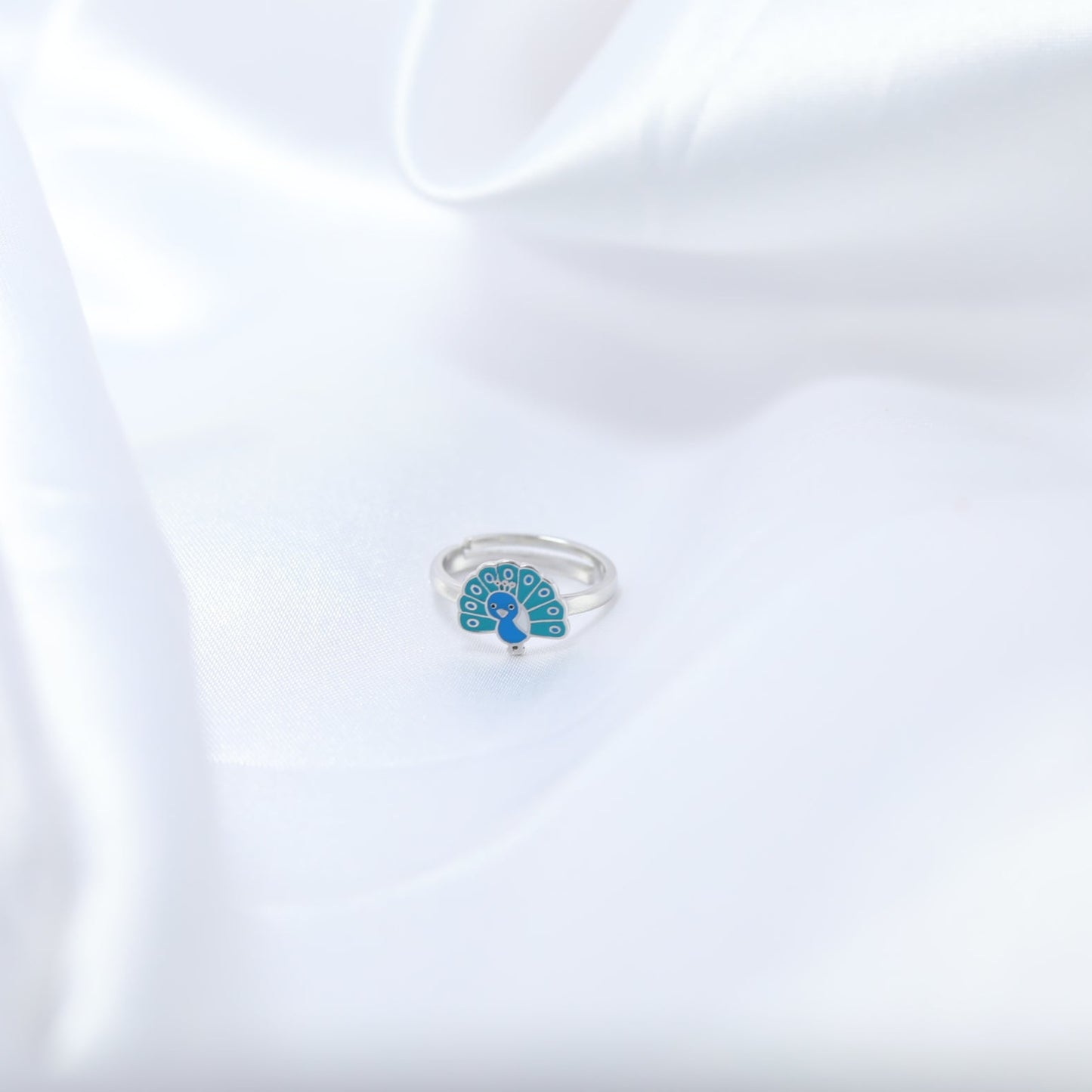 Peacock Charm Kids' Silver Ring