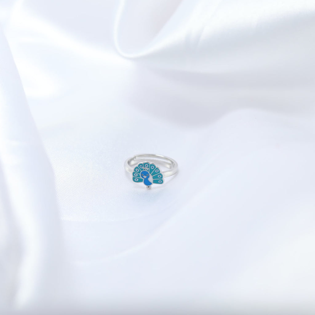 Peacock Charm Kids' Silver Ring