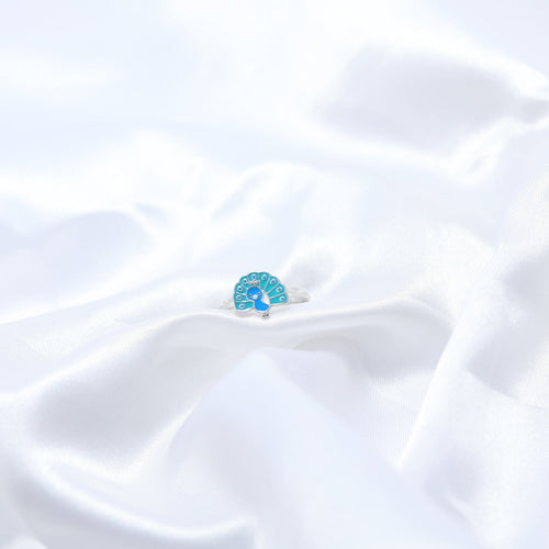 Peacock Charm Kids' Silver Ring