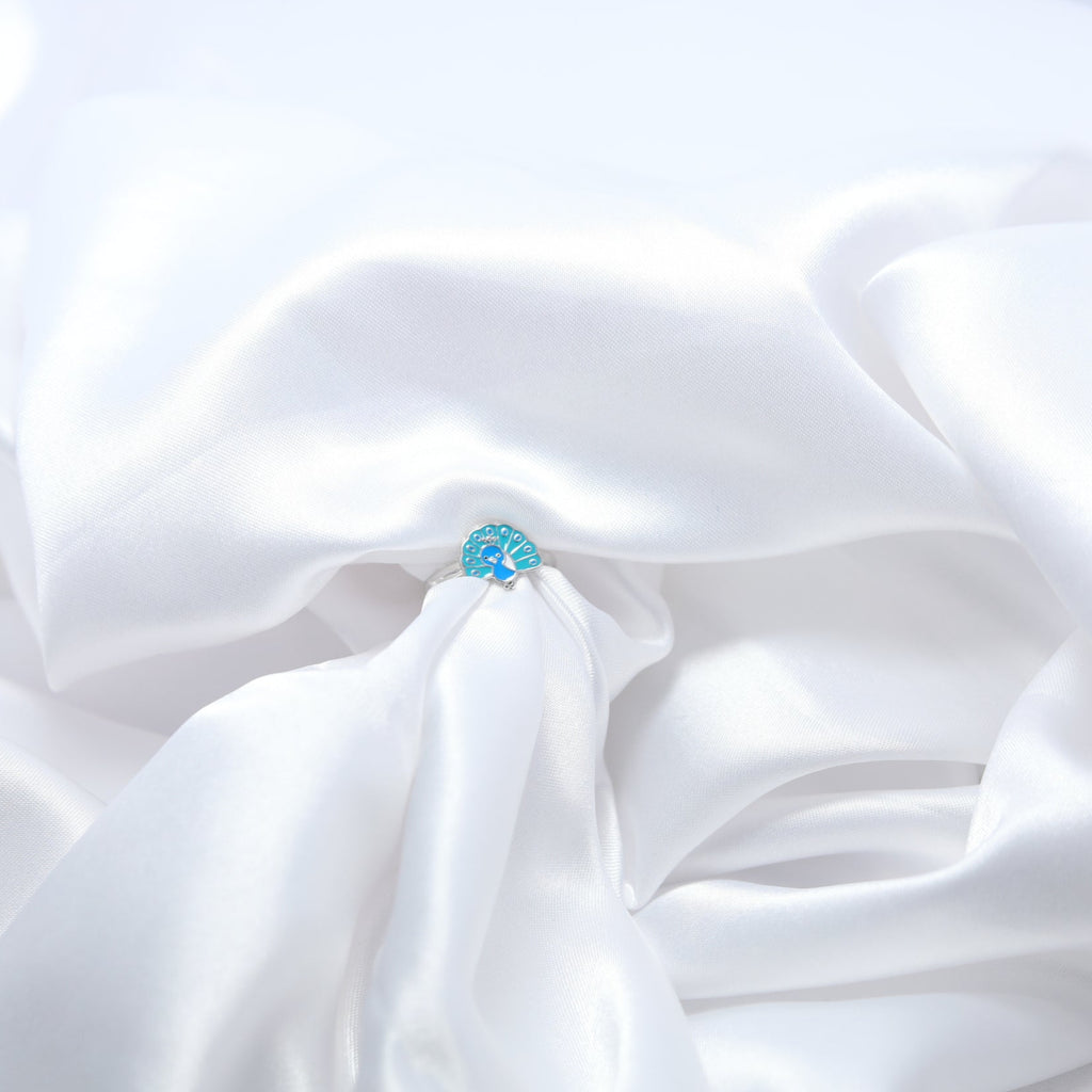 Peacock Charm Kids' Silver Ring