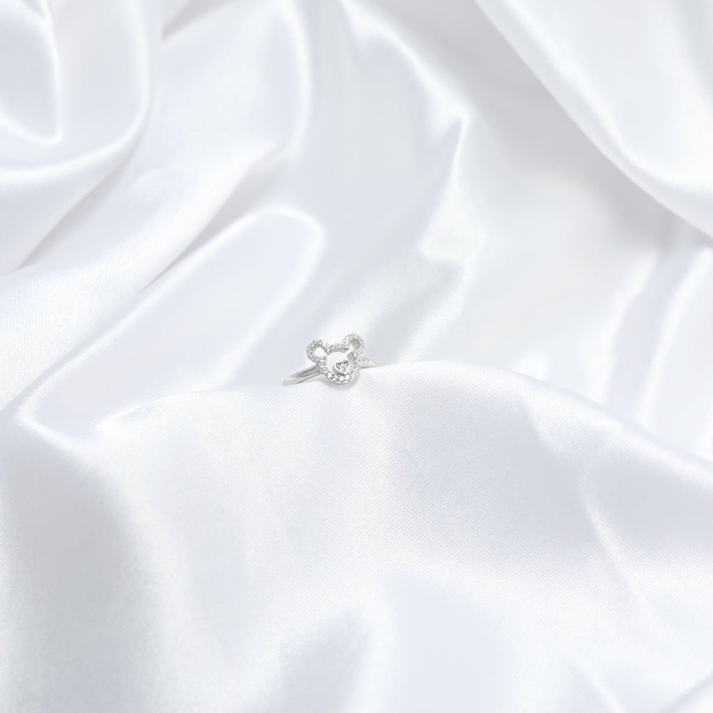 Sparkling Teddy Bear Kids' Silver Ring