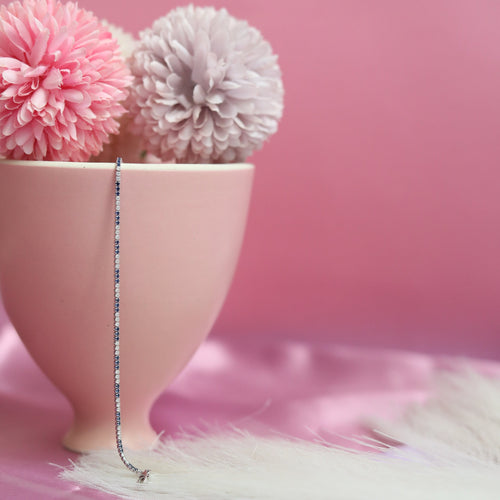Blue Sapphire Silver Tennis Bracelet