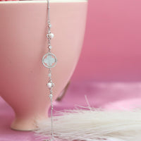 Graceful Bloom: Mother of Pearl Silver Bracelet