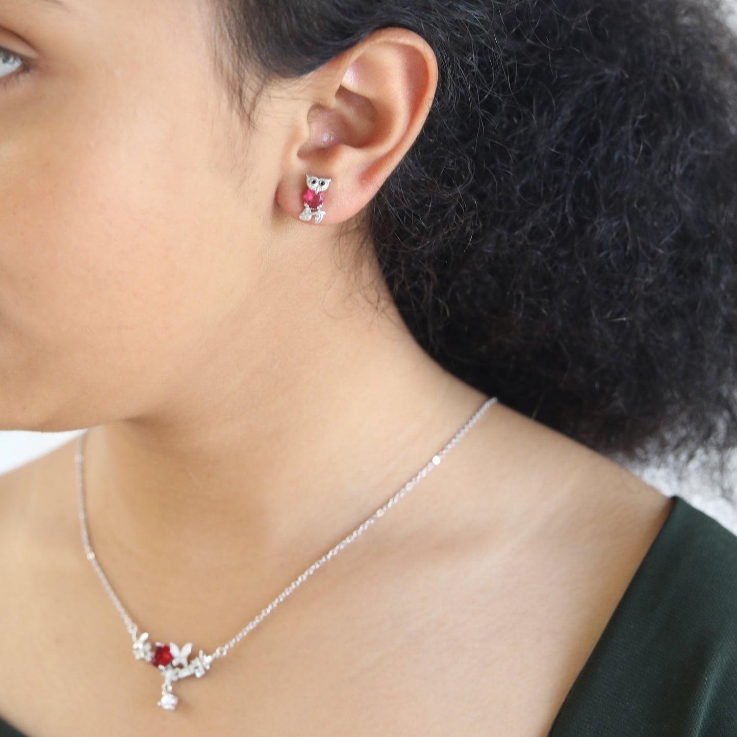 Ruby Owl Studs