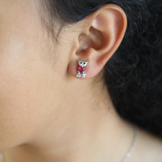 Ruby Owl Studs
