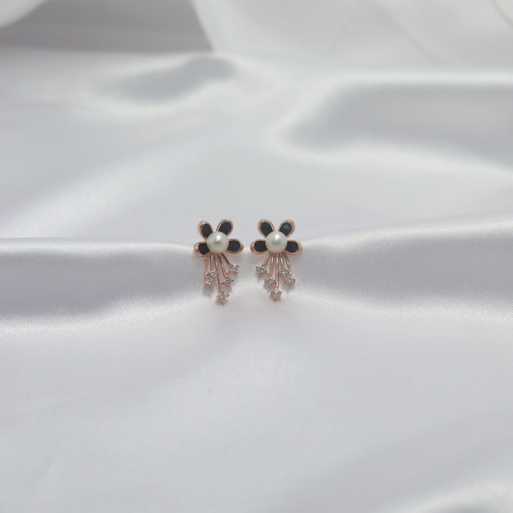 Midnight Bloom Pearl Earrings