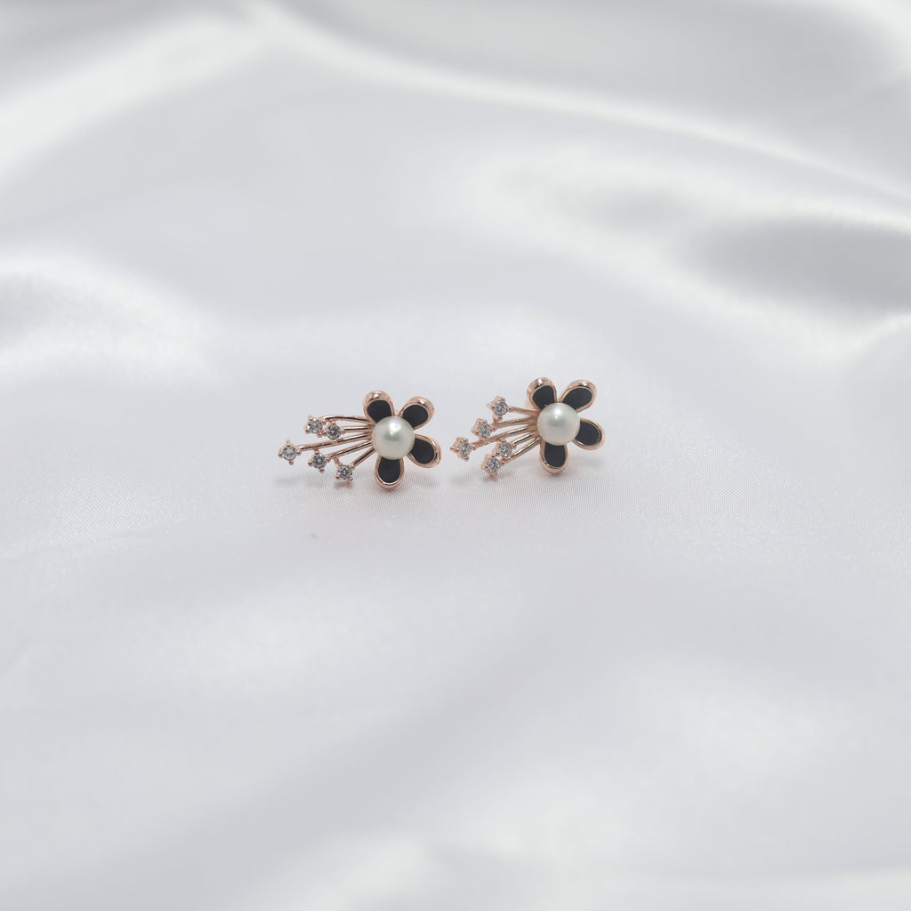 Midnight Bloom Pearl Earrings
