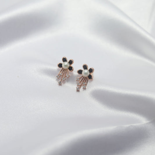 Midnight Bloom Pearl Earrings