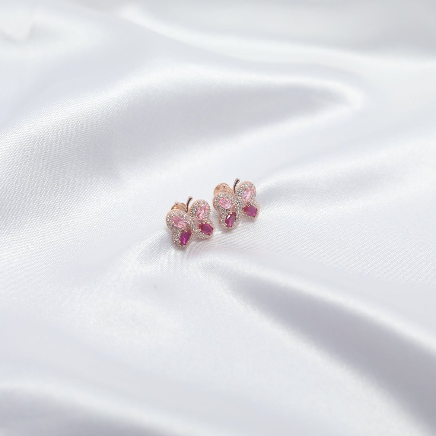 Rose Flutter Butterfly Stud Earrings