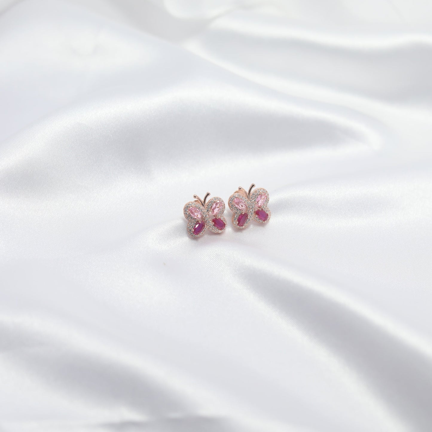 Rose Flutter Butterfly Stud Earrings