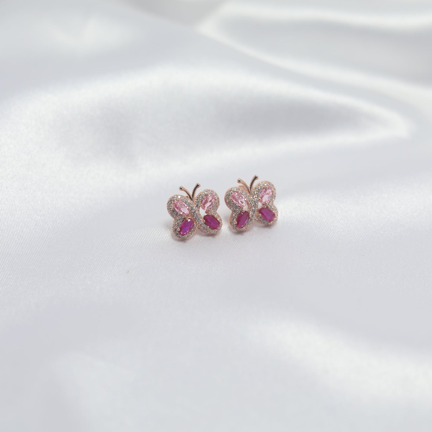 Rose Flutter Butterfly Stud Earrings