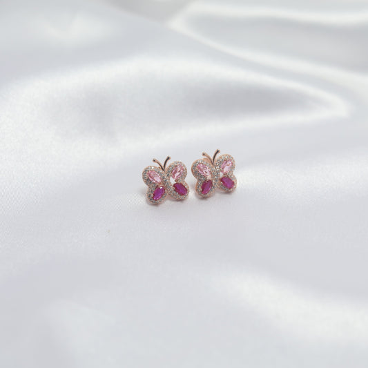 Rose Flutter Butterfly Stud Earrings