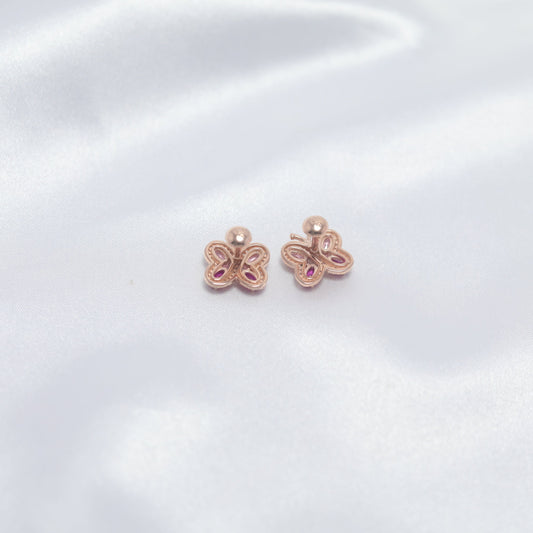 Rose Flutter Butterfly Stud Earrings