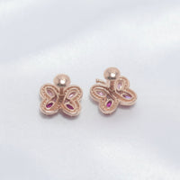 Rose Flutter Butterfly Stud Earrings
