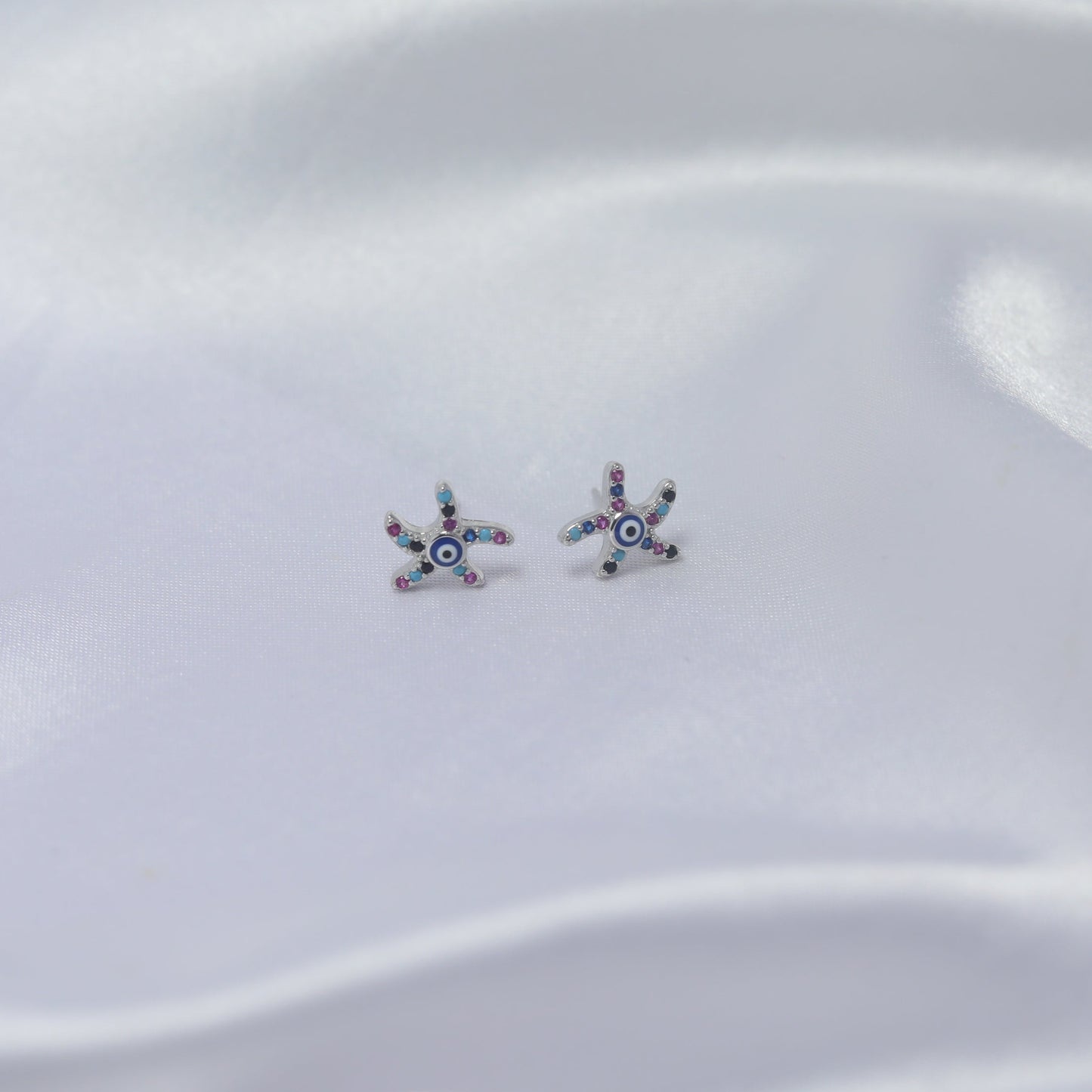 Starburst Evil Eye Stud Earrings