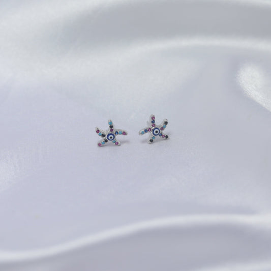 Starburst Evil Eye Stud Earrings