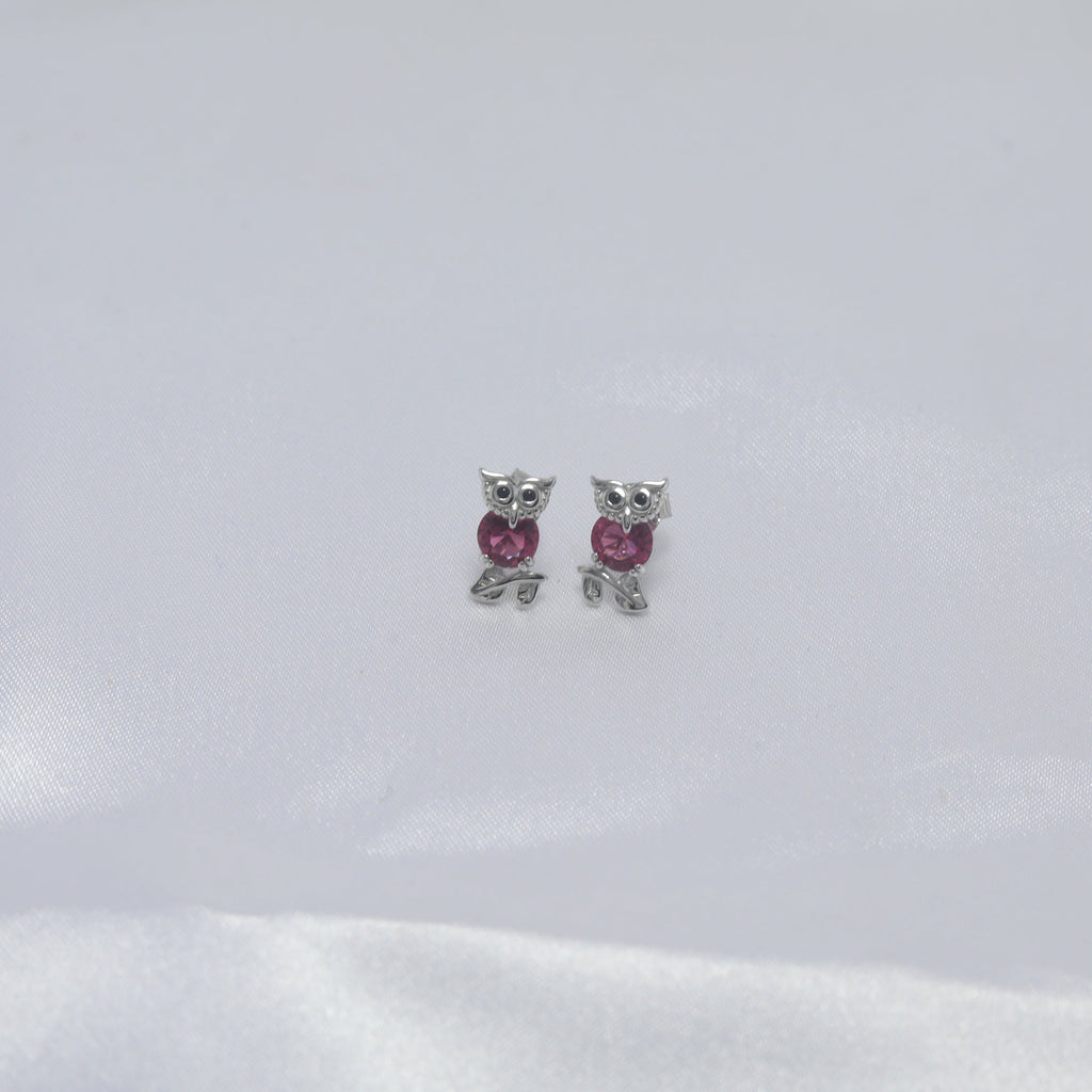 Ruby Owl Studs
